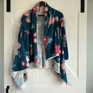 Matilda Jane Tea Floral Open Front Sweater, sz Medium